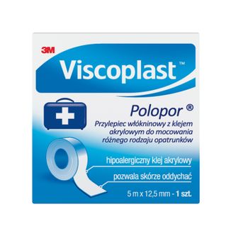 Viscoplast Polopor, przylepiec włókninowy, 5 m x 12,5 mm, 1 sztuka - 6 - zdjęcie produktu