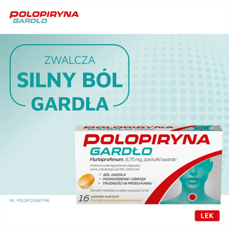 Polopiryna Gardło 8,75 mg, smak pomarańczowy, 16 pastylek do ssania - 5 - zdjęcie produktu