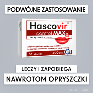 Hascovir control MAX 400 mg, 60 tabletek USZKODZONE OPAKOWANIE - 2 - zdjęcie produktu
