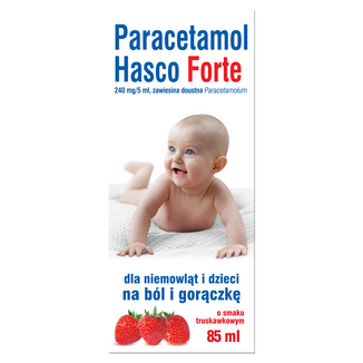 Paracetamol Hasco Forte 240 mg/ 5 ml, zawiesina doustna dla niemowląt i dzieci od urodzenia, smak truskawkowy, 85 ml - 2 - zdjęcie produktu