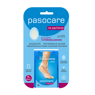 Pasocare, plastry hydrokoloidowe na pęcherze, 6,9 x 4,4 cm, 6 sztuk - zdjęcie produktu