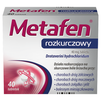 Metafen rozkurczowy 40 mg, 40 tabletek - 2 Metafen rozkurczowy 40 mg, 40 tabletek - 2 - zdjęcie produktu