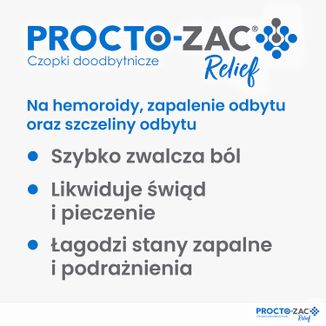 Procto-Zac Relief, czopki doodbytnicze, 10 sztuk - 2 - zdjęcie produktu