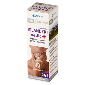 Islandzki Medic+, spray do gardła z nanosrebrem, smak truskawkowo-miętowy, 30 ml - zdjęcie produktu