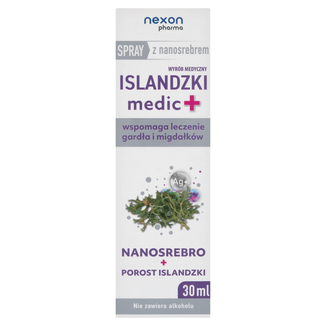 Islandzki Medic+, spray do gardła z nanosrebrem, smak truskawkowo-miętowy, 30 ml - 2 - zdjęcie produktu