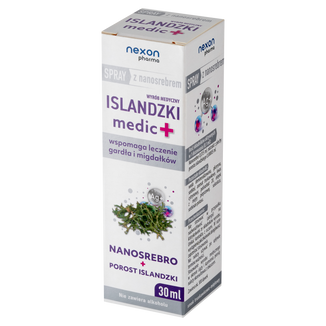 Islandzki Medic+, spray do gardła z nanosrebrem, smak truskawkowo-miętowy, 30 ml - zdjęcie produktu