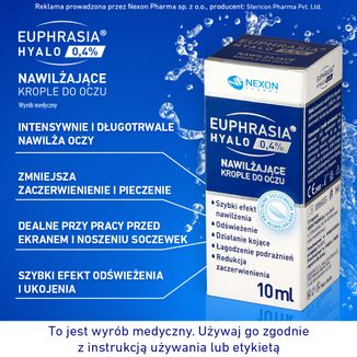 Euphrasia Hyalo 0,4%, nawilżające krople do oczu, 10 ml - 3 - zdjęcie produktu