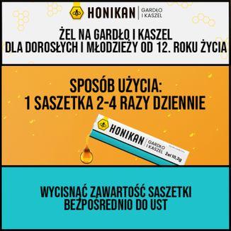 Honikan Gardło i Kaszel, żel w saszetkach dla dzieci od 12 lat i dorosłych, 10 sztuk KRÓTKA DATA - 4 - zdjęcie produktu