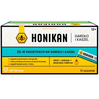 Honikan Gardło i Kaszel, żel w saszetkach dla dzieci od 12 lat i dorosłych, 10 sztuk KRÓTKA DATA - zdjęcie produktu