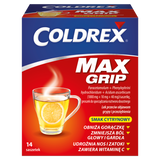 Coldrex MaxGrip 1000 mg + 10 mg + 40 mg, smak cytrynowy, 14 saszetek - miniaturka zdjęcia produktu