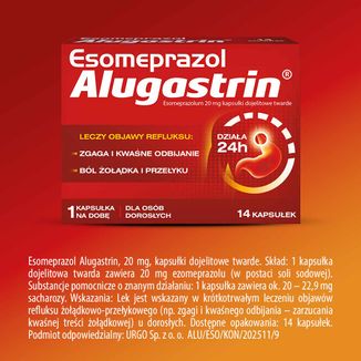 Esomeprazol Alugastrin 20 mg, 14 kapsułek dojelitowych - 7 - zdjęcie produktu