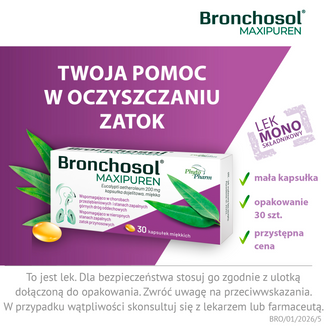 Bronchosol Maxipuren 200 mg, 30 kapsułek dojelitowych miękkich - 5 - zdjęcie produktu