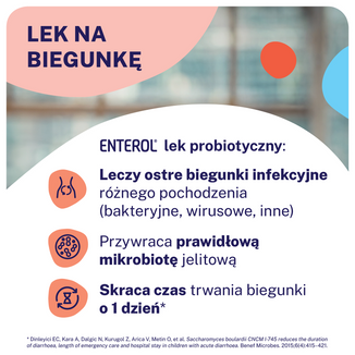 Enterol Forte 500 mg, Saccharomyces boulardii, eradykacja Helicobacter pylori, proszek do sporządzania zawiesiny doustnej, 14 saszetek USZKODZONE OPAKOWANIE - 5 - zdjęcie produktu