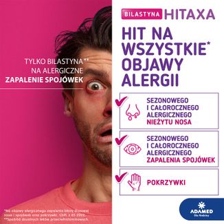 Bilastyna Hitaxa 20 mg, 10 tabletek KRÓTKA DATA - 6 - zdjęcie produktu