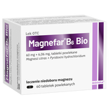 Magnefar B6 Bio 60 mg + 6,06 mg, 60 tabletek powlekanych USZKODZONE OPAKOWANIE - miniaturka zdjęcia produktu