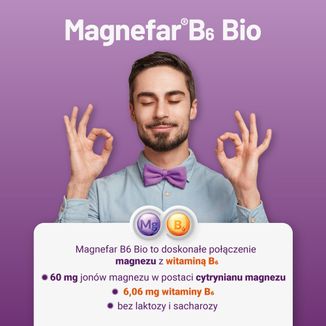 Magnefar B6 Bio 60 mg + 6,06 mg, 60 tabletek powlekanych USZKODZONE OPAKOWANIE - 6 - zdjęcie produktu