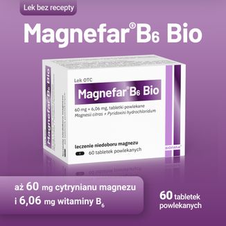 Magnefar B6 Bio 60 mg + 6,06 mg, 60 tabletek powlekanych - 2 - zdjęcie produktu