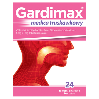 Gardimax Medica truskawkowy 5 mg +1 mg, 24 tabletki do ssania - 3 Gardimax Medica truskawkowy 5 mg +1 mg, 24 tabletki do ssania - 3 - zdjęcie produktu