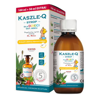 Kaszle-Q, syrop ziołowy na kaszel i osłabioną odporność, dla dzieci, od 1 roku, 150 ml KRÓTKA DATA - zdjęcie produktu