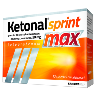Ketonal Sprint Max 50 mg, granulat do sporządzania roztworu doustnego, 12 saszetek - 3 - zdjęcie produktu
