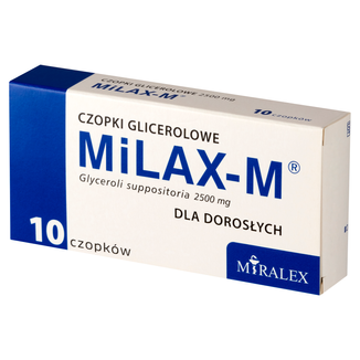 Milax-M 2500 mg, czopki glicerolowe dla dorosłych, 10 sztuk USZKODZONE OPAKOWANIE - zdjęcie produktu