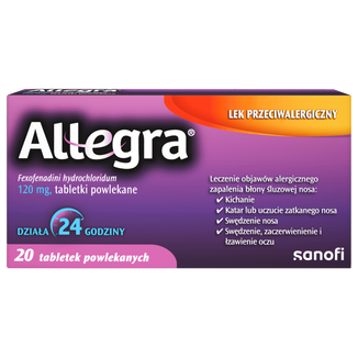 Allegra 120 mg, 20 tabletek powlekanych USZKODZONE OPAKOWANIE - zdjęcie produktu