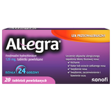 Allegra 120 mg, 20 tabletek powlekanych - miniaturka zdjęcia produktu