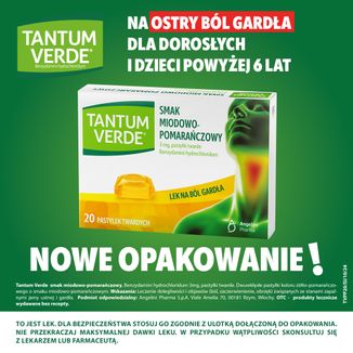 Tantum Verde 3 mg, smak miodowo-pomarańczowy, 20 pastylek twardych - 2 - zdjęcie produktu