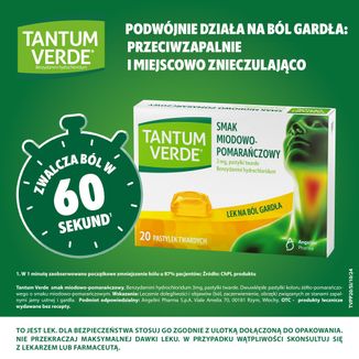 Tantum Verde 3 mg, smak miodowo-pomarańczowy, 20 pastylek twardych - 3 - zdjęcie produktu
