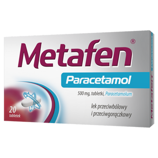 Metafen Paracetamol 500 mg, 20 tabletek - zdjęcie produktu