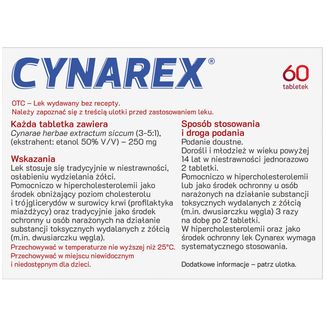 Cynarex 250 mg, 60 tabletek - 3 - zdjęcie produktu