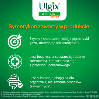 Ulgix Wzdęcia Baby 147 mg/ml, emulsja doustna z symetykonem ze strzykawką dozującą, 40 g - 3 - zdjęcie produktu
