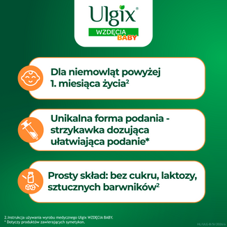 Ulgix Wzdęcia Baby 147 mg/ml, emulsja doustna z symetykonem ze strzykawką dozującą, 40 g - 4 - zdjęcie produktu
