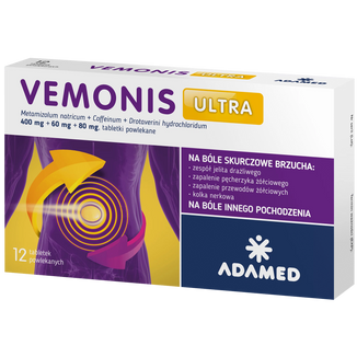 Vemonis Ultra 400 mg + 60 mg + 80 mg, 12 tabletek - zdjęcie produktu