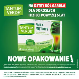 Tantum Verde 3 mg, smak miętowy, 30 pastylek twardych - 2 - zdjęcie produktu