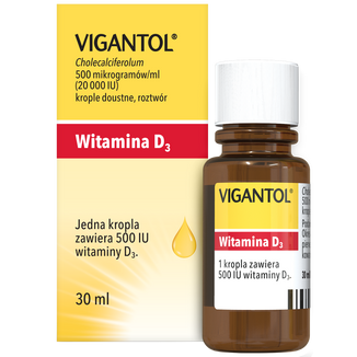 Vigantol 20 000IU, krople doustne, roztwór, 30 ml USZKODZONE OPAKOWANIE - zdjęcie produktu