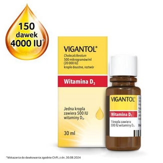 Vigantol 20 000IU, krople doustne, roztwór, 30 ml USZKODZONE OPAKOWANIE - 3 - zdjęcie produktu