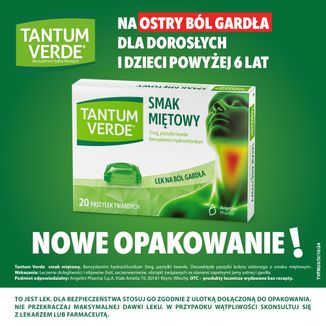 Tantum Verde 3 mg, smak miętowy, 20 pastylek twardych - 2 - zdjęcie produktu