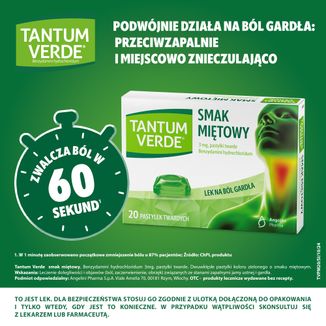 Tantum Verde 3 mg, smak miętowy, 20 pastylek twardych - 3 - zdjęcie produktu
