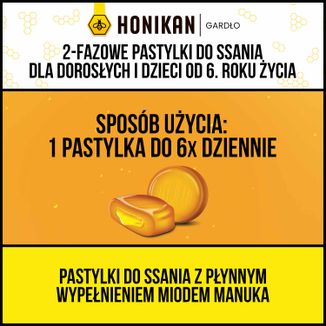 Honikan Gardło, 2-fazowe pastylki do ssania dla dzieci od 6 lat i dorosłych, smak cytrynowy, 16 sztuk - 5 - zdjęcie produktu