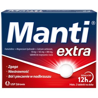Manti Extra 10 mg + 165 mg + 800 mg, 24 tabletki do rozgryzania i żucia - zdjęcie produktu