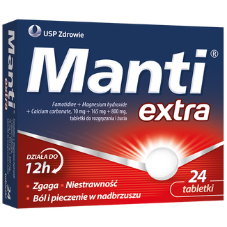 Manti Extra 10 mg + 165 mg + 800 mg, 24 tabletki do rozgryzania i żucia - 2 - zdjęcie produktu