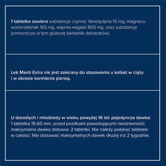 Manti Extra 10 mg + 165 mg + 800 mg, 24 tabletki do rozgryzania i żucia - 7 - zdjęcie produktu