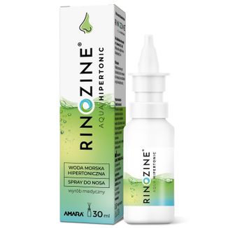 Rinozine Aqua Hipertonic, woda morska hipertoniczna, spray do nosa, 30 ml KRÓTKA DATA - zdjęcie produktu