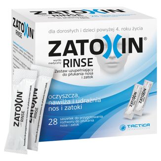 Zatoxin Rinse, zestaw uzupełniający do płukania nosa i zatok dla dorosłych i dzieci powyżej 4 roku, 3,2 g x 28 saszetek - zdjęcie produktu