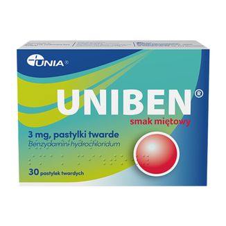 Uniben 3 mg, smak miętowy, 30 pastylek twardych - zdjęcie produktu