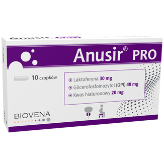Anusir Pro, czopki doodbytnicze z laktoferyną, glicerofosfoinozytolem i kwasem hialuronowym, 10 sztuk - zdjęcie produktu