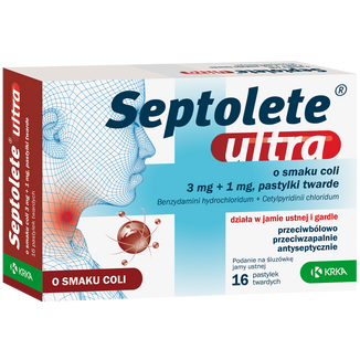 Septolete Ultra o smaku coli 3 mg + 1 mg, 16 pastylek twardych - zdjęcie produktu