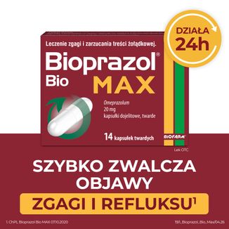 Bioprazol Bio Max 20 mg, 14 twardych kapsułek dojelitowych USZKODZONE OPAKOWANIE - 2 - zdjęcie produktu