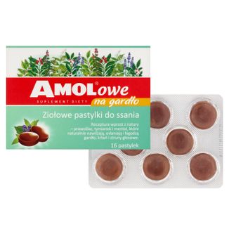 AMOLowe na Gardło, ziołowe pastylki do ssania, 16 sztuk - 2 - zdjęcie produktu